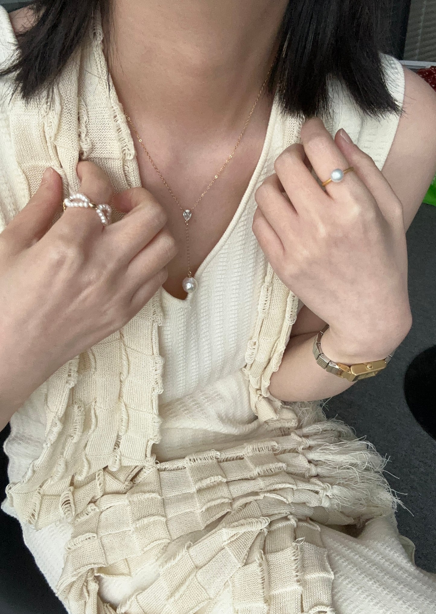 anello fiocco di perle