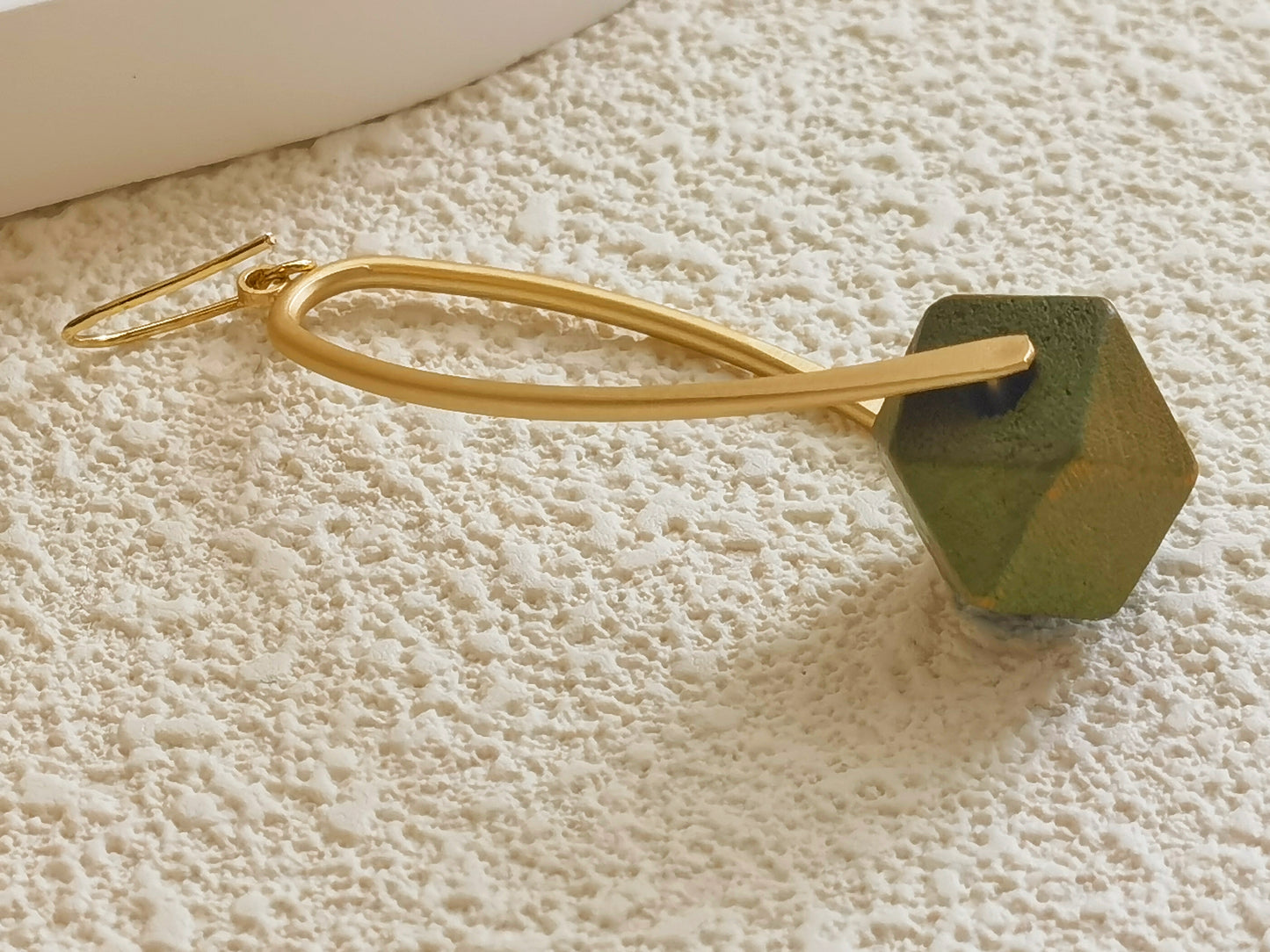 green wooden earrings